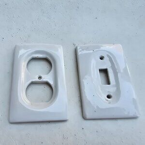 Vintage White Porcelain Electrical Outlet Switch Cover Plates